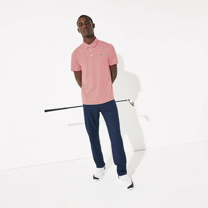 Presidents Cup Pinstriped Breathable Jersey Golf Polo RedWhite Mens Lacoste Polos Shop