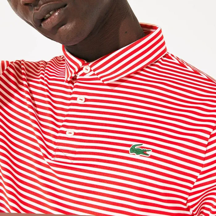 Presidents Cup Pinstriped Breathable Jersey Golf Polo RedWhite Mens Lacoste Polos Shop