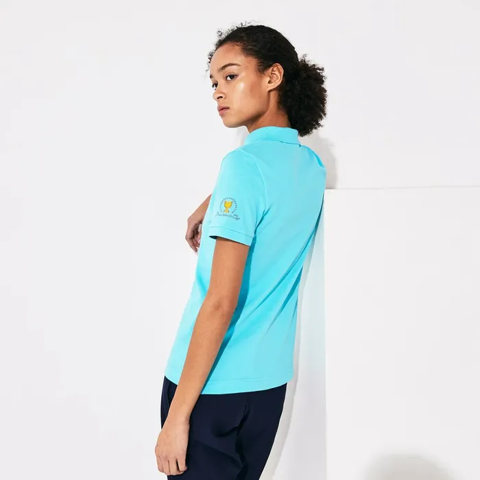 Presidents Cup Stretch Cotton Piqu Golf Polo Shirt Turquoise Womens Lacoste Polos On Sale