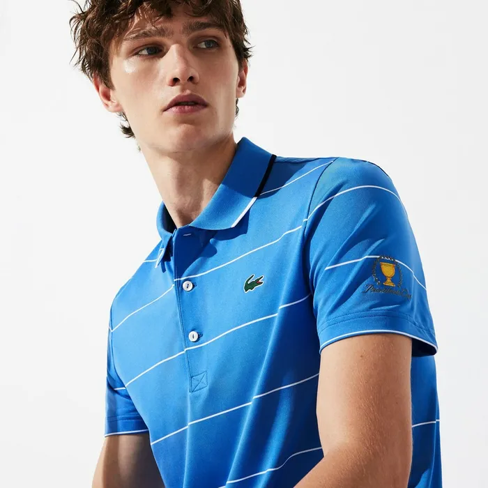 Presidents Cup Striped Breathable Stretch Jersey Golf Polo Shirt BlueWhiteNavy BlueWhite Mens Lacoste Polos Shop
