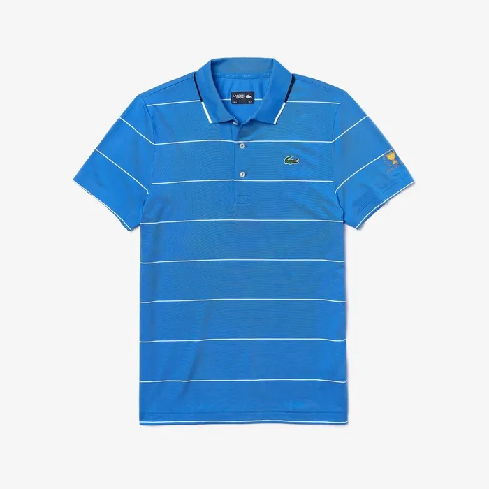 Presidents Cup Striped Breathable Stretch Jersey Golf Polo Shirt BlueWhiteNavy BlueWhite Mens Lacoste Polos Shop