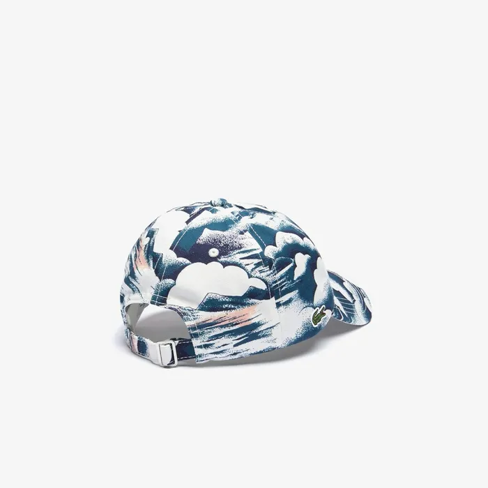 Printed Cotton Cap BlueLight PinkWhite Mens Lacoste Caps and Hats For Sale Online