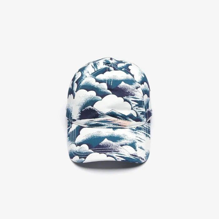 Printed Cotton Cap BlueLight PinkWhite Mens Lacoste Caps and Hats For Sale Online