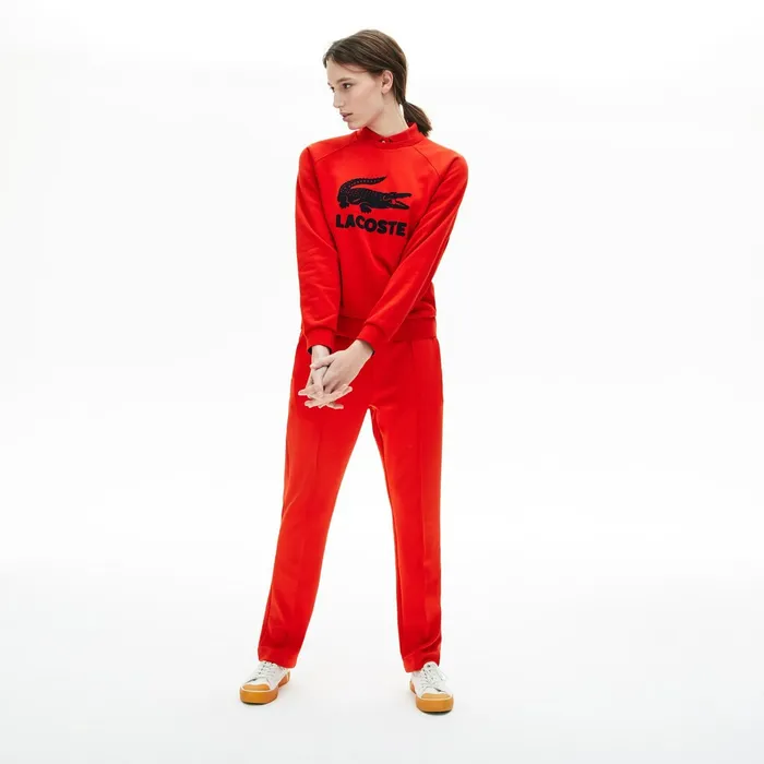 Printed Fleece Sweatshirt RedNavy Blue Womens Lacoste Sweaters and Sweatshirts Online Store