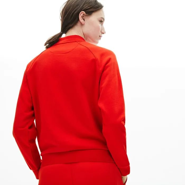 Printed Fleece Sweatshirt RedNavy Blue Womens Lacoste Sweaters and Sweatshirts Online Store