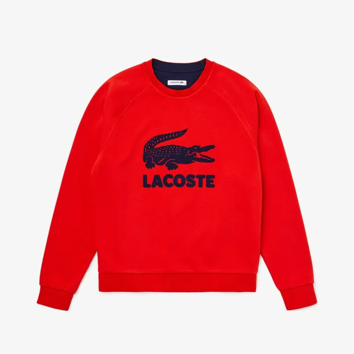 Printed Fleece Sweatshirt RedNavy Blue Womens Lacoste Sweaters and Sweatshirts Online Store