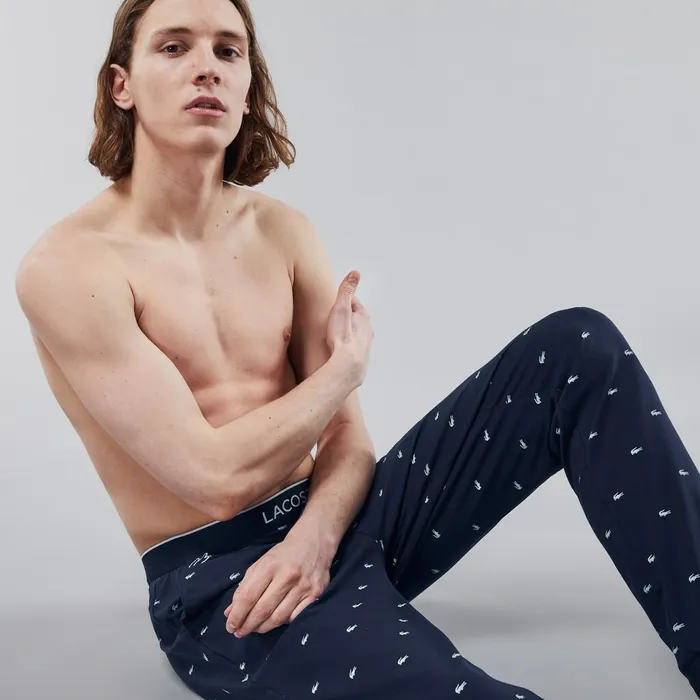 Printed Jersey Pyjama Trousers Navy Blue Mens Lacoste Underwear Online Outlet Store Printed Jersey Pyjama Trousers Navy Blue Mens Lacoste Underwear Online Outlet Store