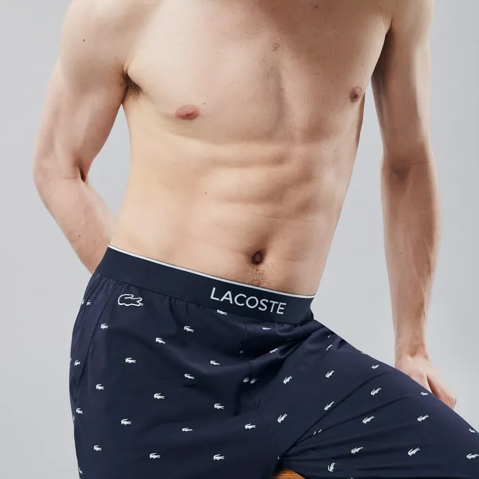 Printed Jersey Pyjama Trousers Navy Blue Mens Lacoste Underwear Online Outlet Store