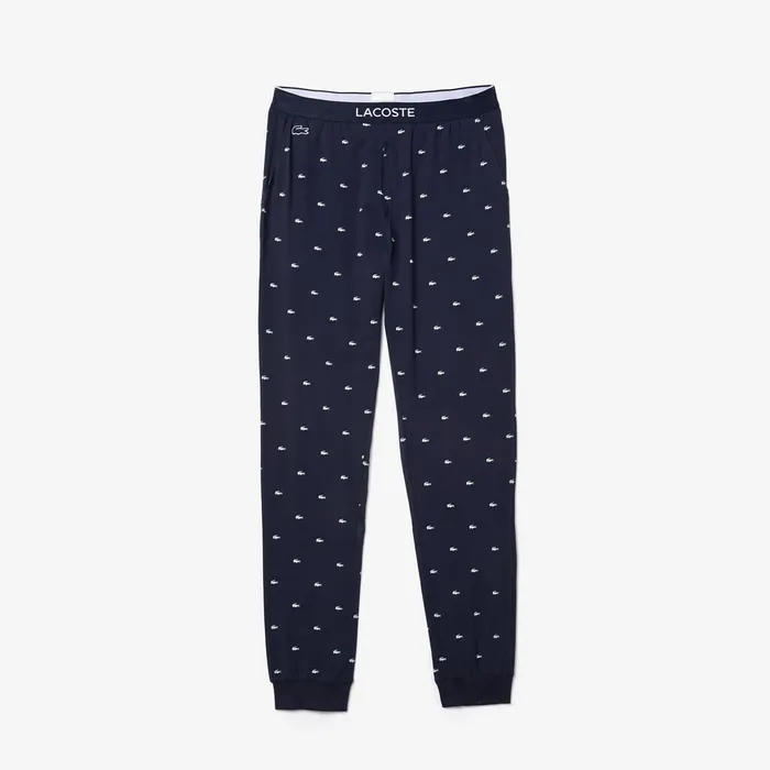 Printed Jersey Pyjama Trousers Navy Blue Mens Lacoste Underwear Online Outlet Store