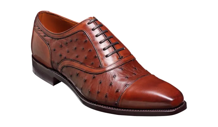 Puccini 8211 Brown Calf Ostrich Mens Barker Shoes Oxfords