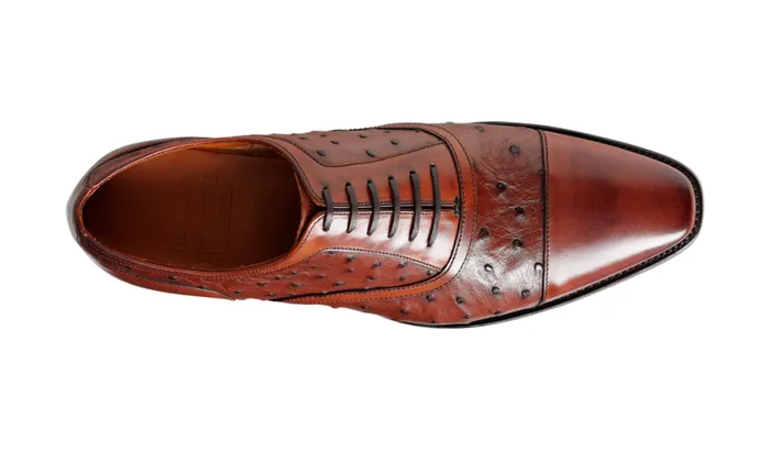 Puccini 8211 Brown Calf Ostrich Mens Barker Shoes Oxfords
