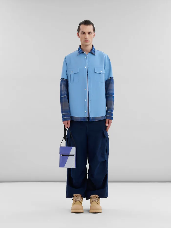 Purple And Blue Tribeca Pouch With Shoelace Strap Men Marni Crossbody Bags