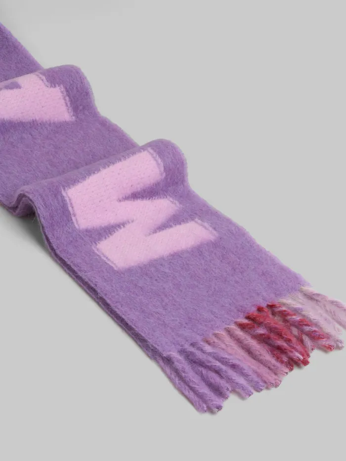 Purple Mohair And Wool Scarf With Maxi Logo Women Marni Scarves