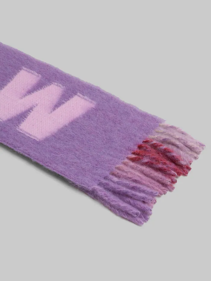 Purple Mohair And Wool Scarf With Maxi Logo Women Marni Scarves