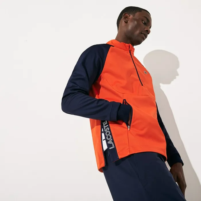 RaglanSleeve Golf Sweatshirt RedNavy Blue Mens Lacoste Sweatshirts For Sale Online