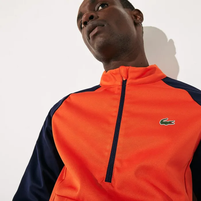 RaglanSleeve Golf Sweatshirt RedNavy Blue Mens Lacoste Sweatshirts For Sale Online