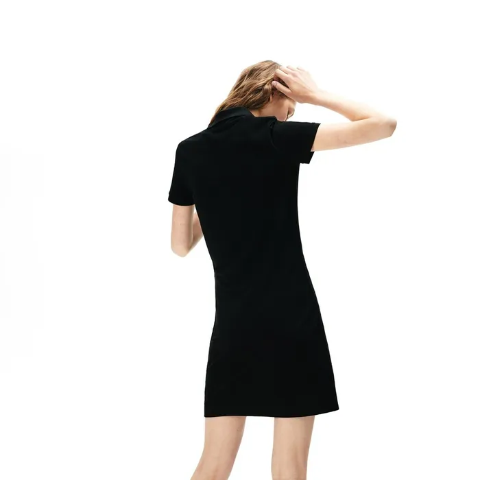 Rainbow Script Collar Polo Dress Black Womens Lacoste Dresses and Skirts USA