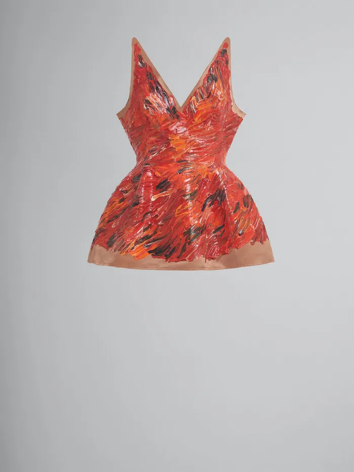 Red Handpainted Duchesse Corset Dress Women Marni Dresses