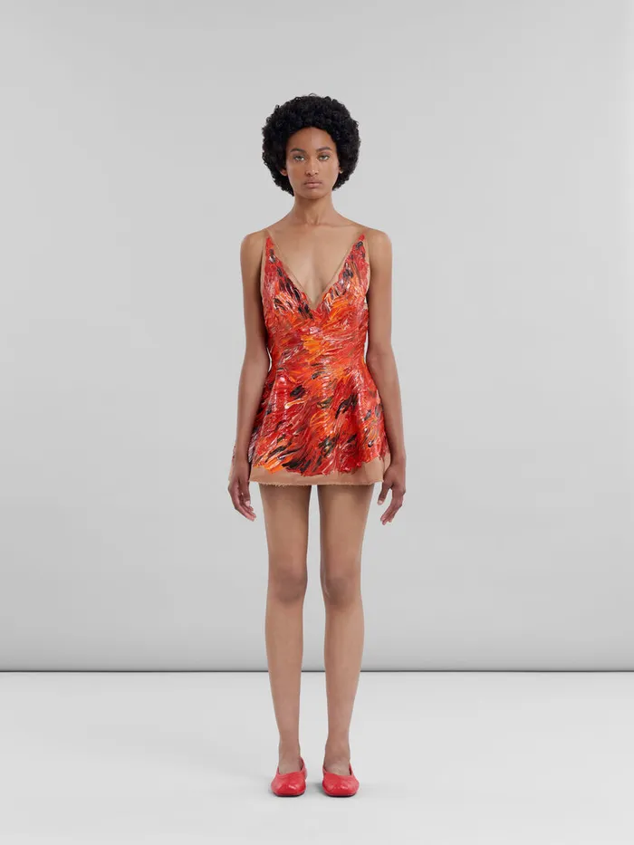 Red Handpainted Duchesse Corset Dress Women Marni Dresses