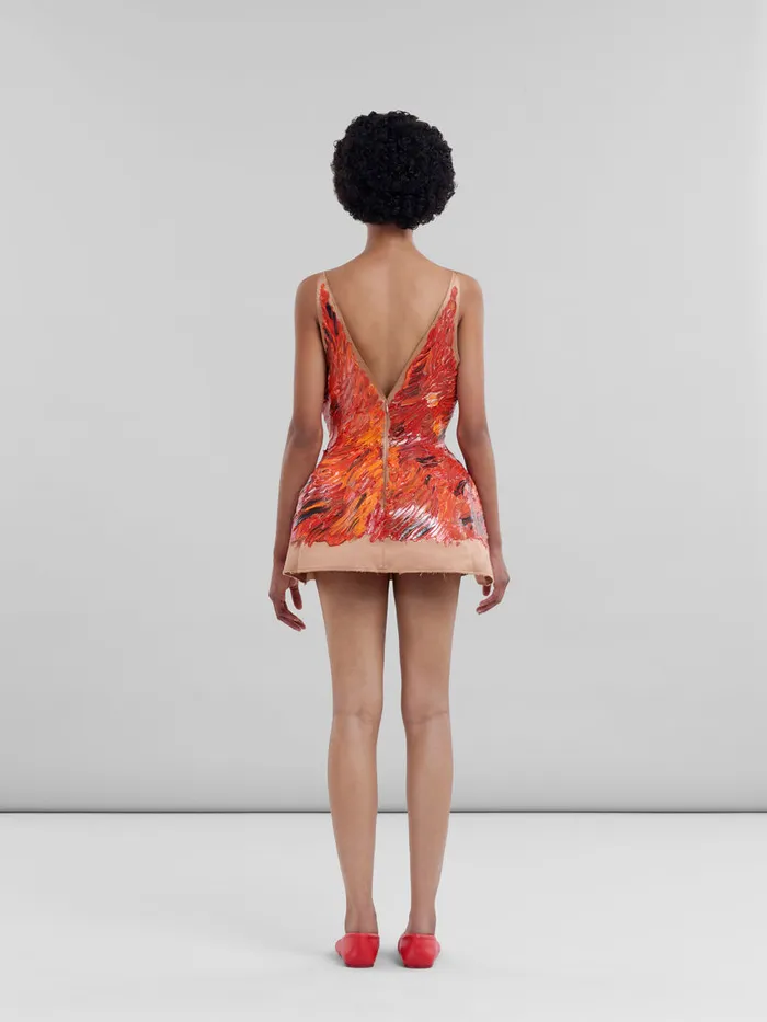 Red Handpainted Duchesse Corset Dress Women Marni Dresses