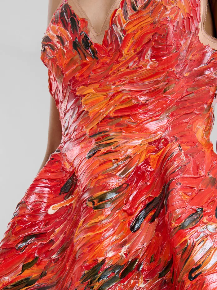 Red Handpainted Duchesse Corset Dress Women Marni Dresses