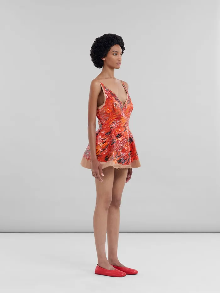 Red Handpainted Duchesse Corset Dress Women Marni Dresses