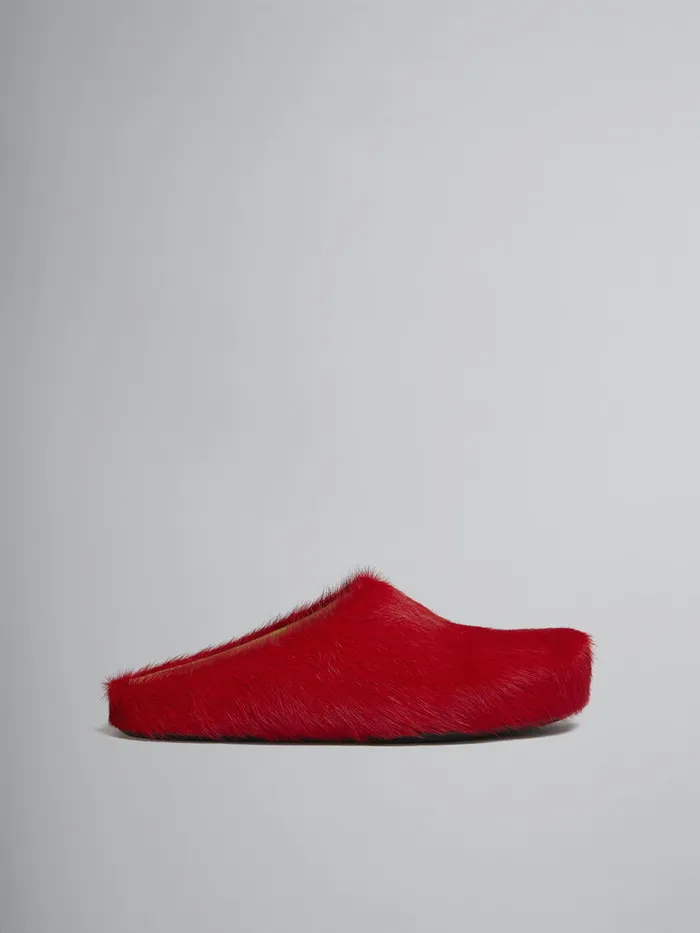Red Longhair Calfskin Fussbett Sabot Women Marni Fussbett