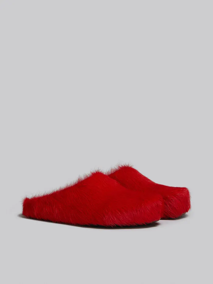 Red Longhair Calfskin Fussbett Sabot Women Marni Fussbett