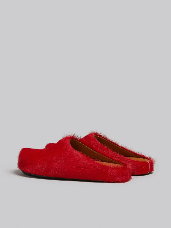 Red Longhair Calfskin Fussbett Sabot Women Marni Fussbett