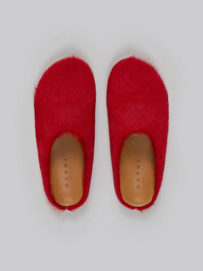 Red Longhair Calfskin Fussbett Sabot Women Marni Fussbett