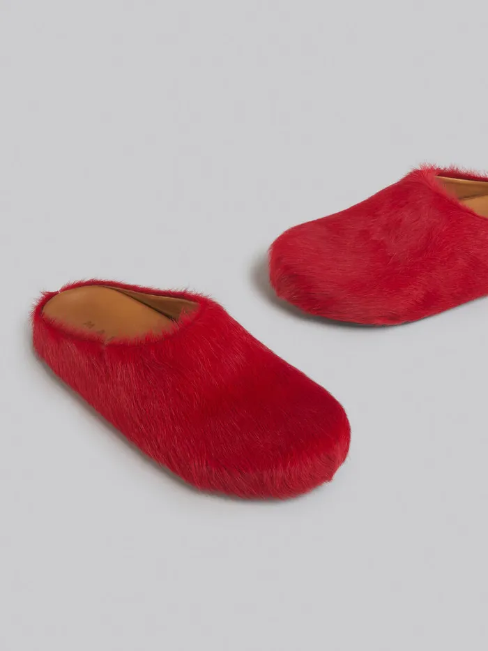 Red Longhair Calfskin Fussbett Sabot Women Marni Fussbett