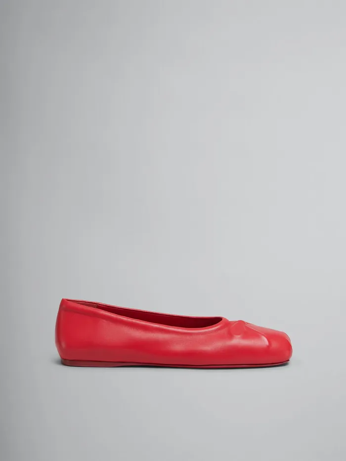 Red Nappa Leather Seamless Little Bow Ballet Flat Women Marni Flats