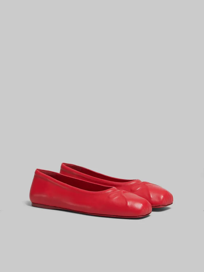Red Nappa Leather Seamless Little Bow Ballet Flat Women Marni Flats