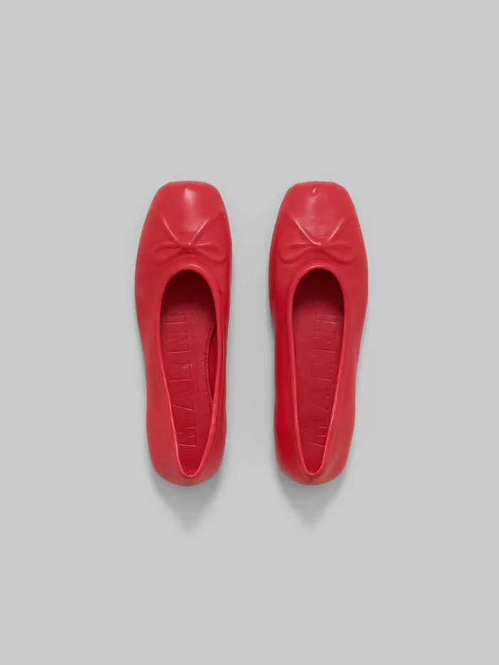 Red Nappa Leather Seamless Little Bow Ballet Flat Women Marni Flats