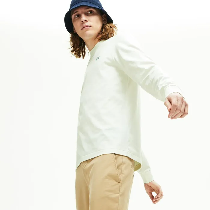Reflective Croc Regular Fit Cotton Tshirt White Mens Lacoste TShirts Gift 4 You