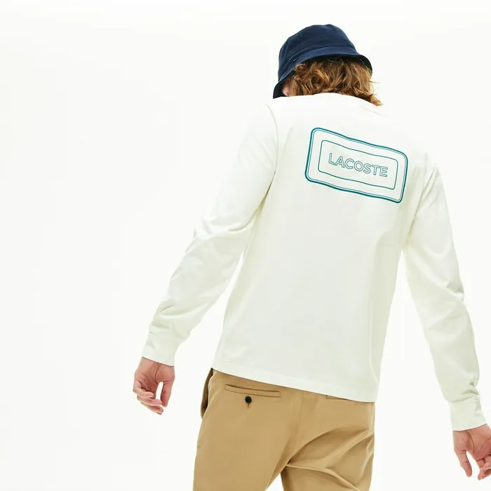Reflective Croc Regular Fit Cotton Tshirt White Mens Lacoste TShirts Gift 4 You