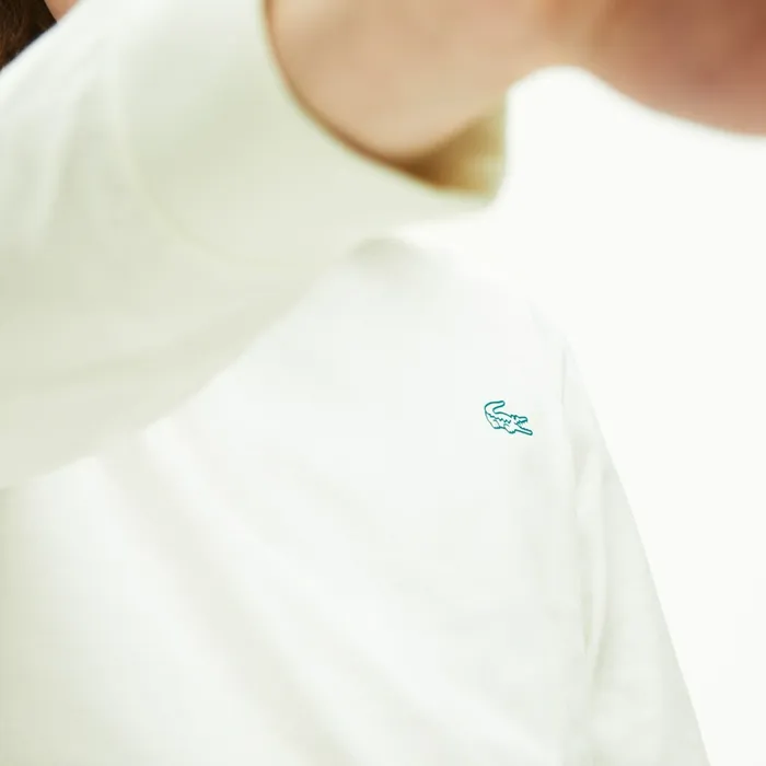 Reflective Croc Regular Fit Cotton Tshirt White Mens Lacoste TShirts Gift 4 You