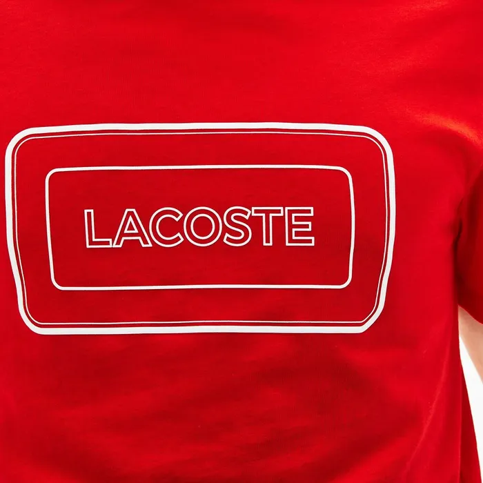 Reflective Logo Motion Regular Fit Cotton Tshirt Red Mens Lacoste TShirts Outlet Factory