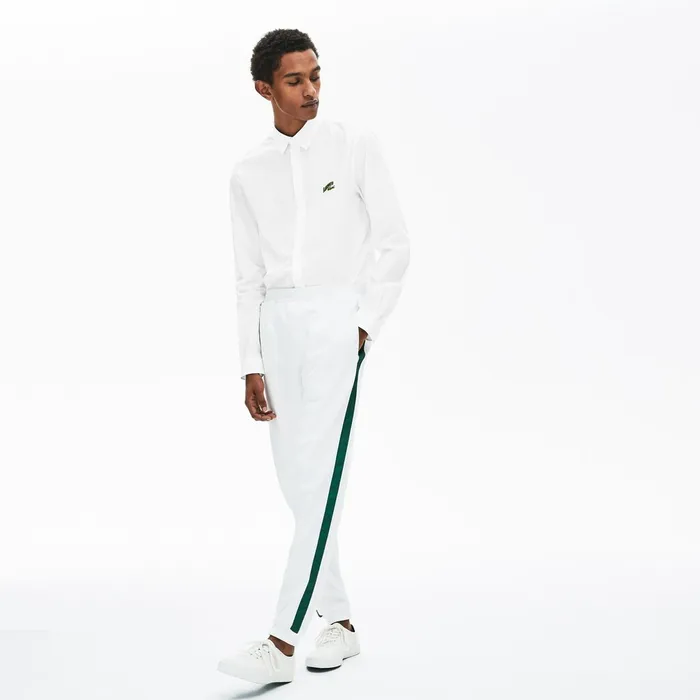 Regular Fit Badge Logo Shirt White Mens Lacoste Button Down Shirts Near Me