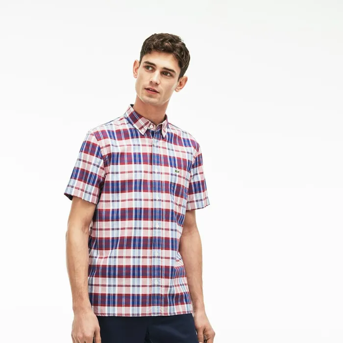 Regular Fit Check Oxford Shirt Red Mens Lacoste Button Down Shirts Outlet Factory Regular Fit Check Oxford Shirt Red Mens Lacoste Button Down Shirts Outlet Factory