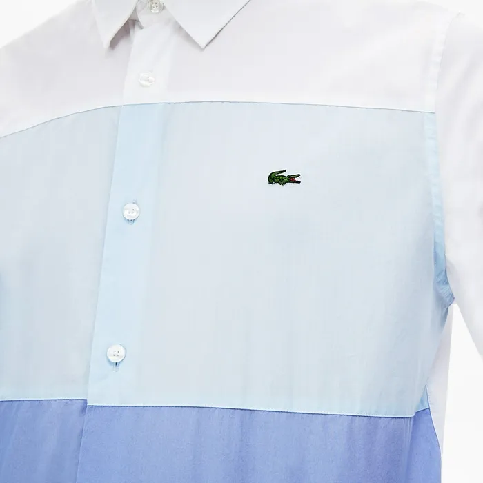 Regular Fit Colorblock Cotton Shirt Navy BluePurpleLight BlueWhite Mens Lacoste Button Down Shirts Popular