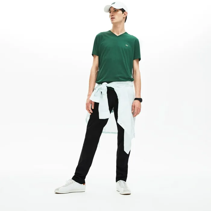 Regular Fit Cotton Gabardine Chino Pants Black Mens Lacoste Pants and Shorts Cheap On Sale