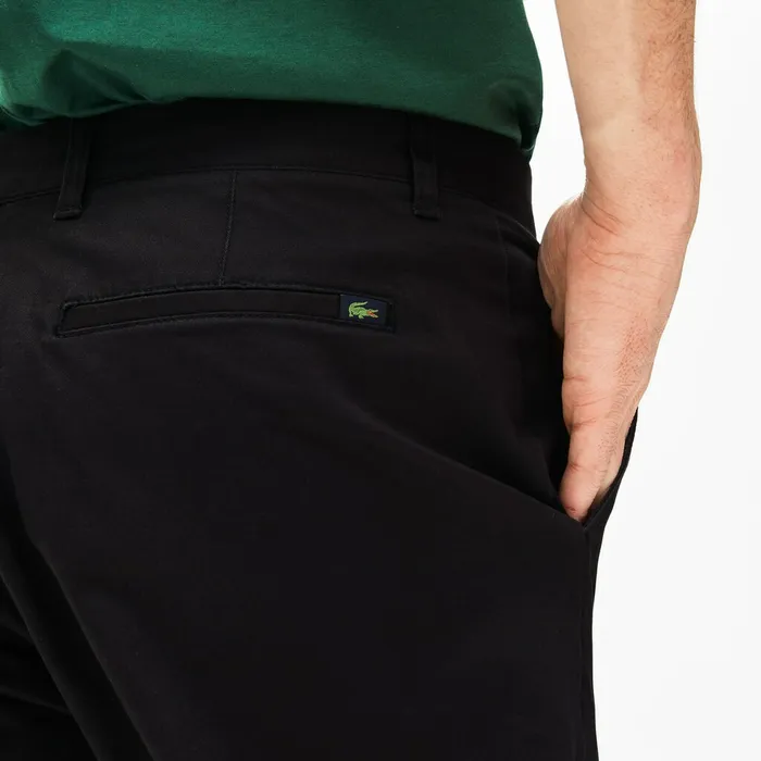Regular Fit Cotton Gabardine Chino Pants Black Mens Lacoste Pants and Shorts Cheap On Sale