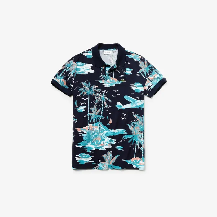 Regular Fit Cotton Mini Piqu Polo Navy BlueWhite Mens Lacoste Polos Popular