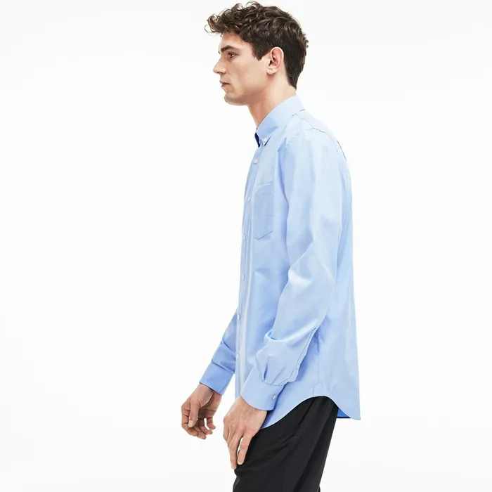 Regular Fit Cotton Mini Piqu Shirt Light Blue Mens Lacoste Button Down Shirts Store
