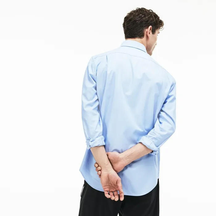 Regular Fit Cotton Mini Piqu Shirt Light Blue Mens Lacoste Button Down Shirts Store