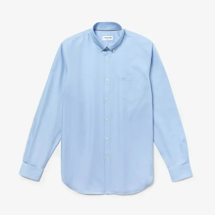 Regular Fit Cotton Mini Piqu Shirt Light Blue Mens Lacoste Button Down Shirts Store