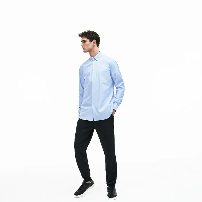 Regular Fit Cotton Mini Piqu Shirt Light Blue Mens Lacoste Button Down Shirts Store