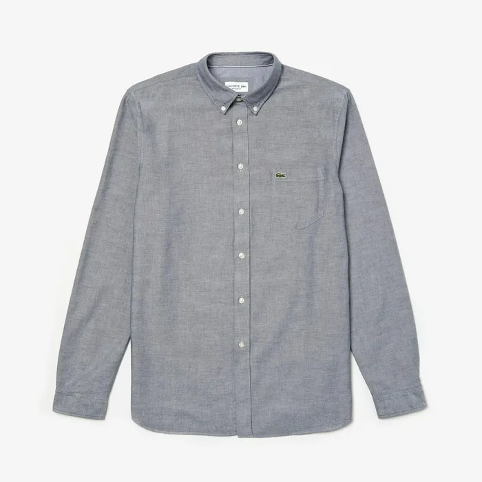 Regular Fit Cotton Oxford Shirt Navy Blue Mens Lacoste Button Down Shirts Outlet Factory