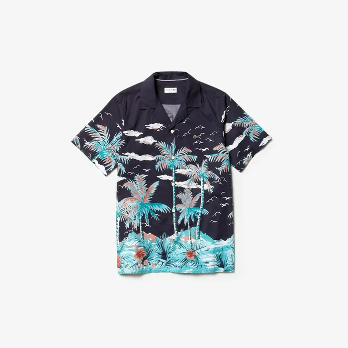 Regular Fit Cotton Poplin Shirt Navy Blue Mens Lacoste Button Down Shirts For Sale